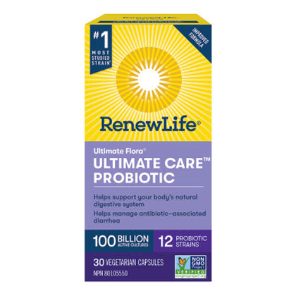 RenewLife Ultimate Care Probiotic, 100 Billion, 30 Veg Capsules