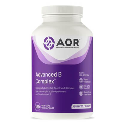 AOR Advanced B Complex, 180 vege caps. Active full-spectrum B-Complex.