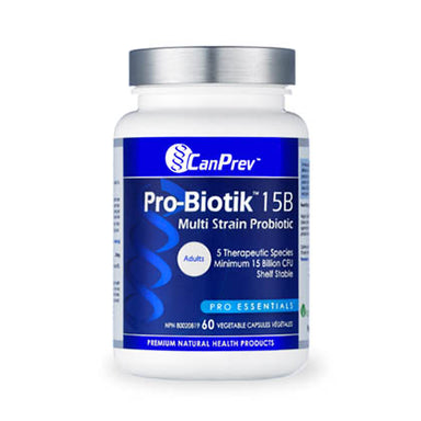 CanPrev Pro-Biotik 15Billion Multi-Strain Shelf Stable Probiotic, 60 vege caps. With 5 therapeutic species.