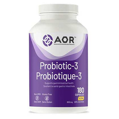 AOR Probiotic 3 180caps supports gastrointestinal health.