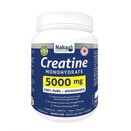 Naka Platinum Pro Creatine 400g bonus size tub – unflavoured micronized creatine monohydrate powder