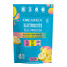 Organika electrolytes package with lemon illustration on a blue background