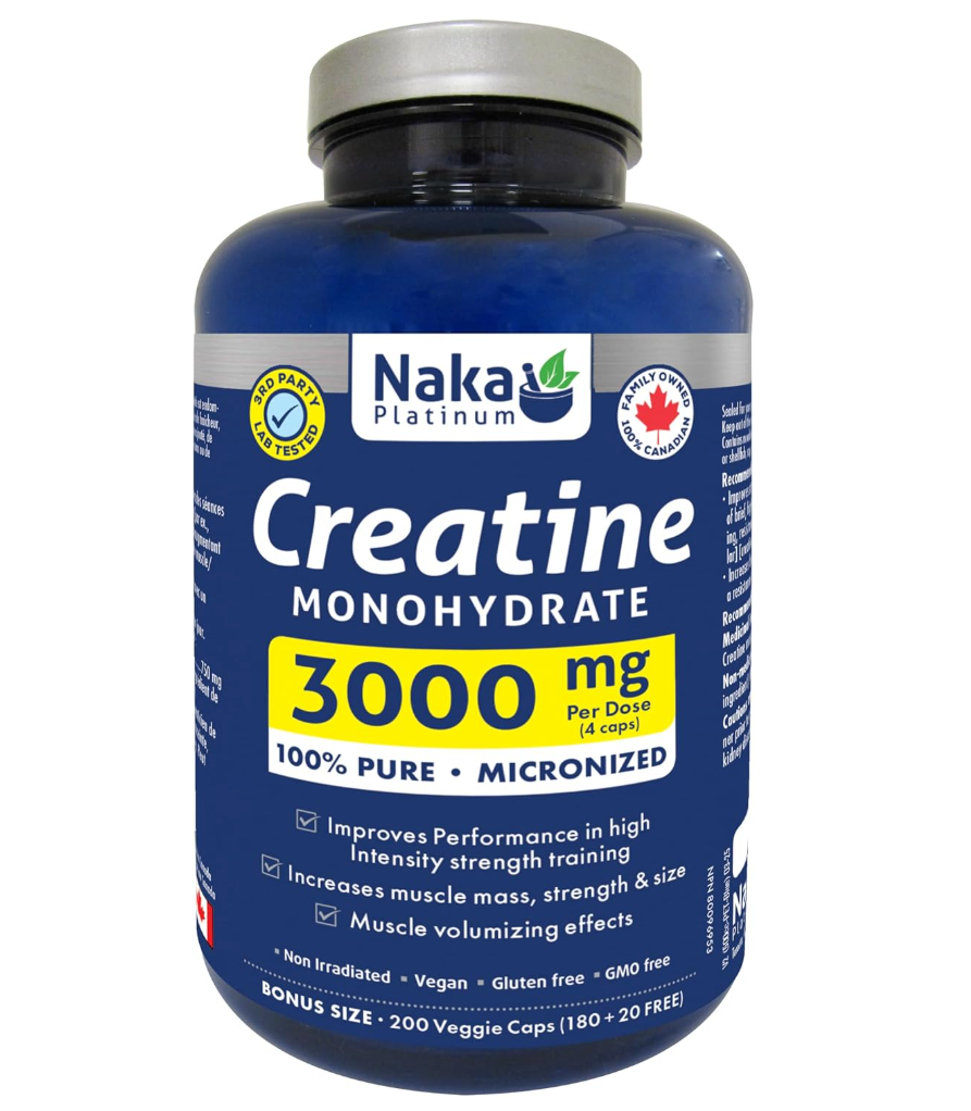 Naka Creatine Monohydrate 3000mg, 200 capsules