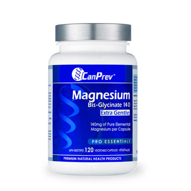 CanPrev Magnesium Bis-Glycinate 140 EXTRA Gentle, 120 Veg Capsules.