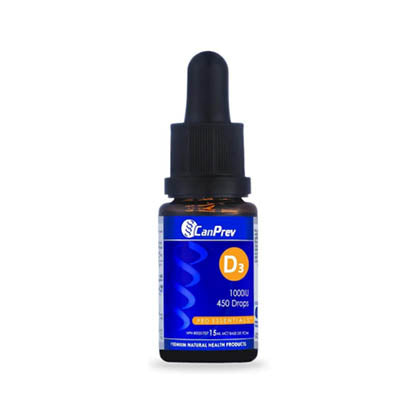 CanPrev Vit D3 1000IU, 15ml, 450 Drops. The sunshine vitamin.