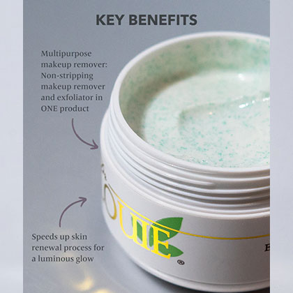Dr. Louie Exfoliating Cleansing Cream 3.5oz. Key benefits list.