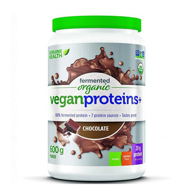 Genuine Health Fermented Organic Vegan Proteins+, Chocolate Flavour, 600g.