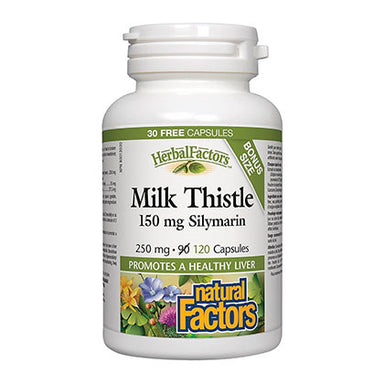 Natural Factors |HerbalFactors| - Milk Thistle - Bonus Size - 150mg, 120 Capsules. Supports liver detoxification recreation.
