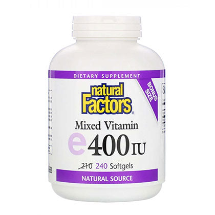 Natural Factors Mixed Vitamin E 400IU, BONUS 240 soft gel.