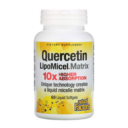 Natural Factors Quercetin LipMicel Matrix, 60 Softgels. Used for immune support and allergy relief.