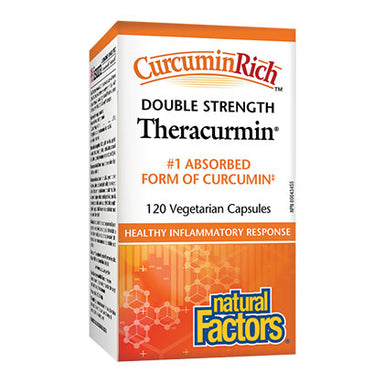 Natural Factors Double Strength Theracurcumin, 120 vege caps. Supports a healthy inflammatory response.