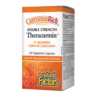 Natural Factors Double Strength Theracurcumin, 30 vege caps. Supports a healthy inflammatory response.