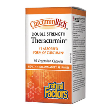 Natural Factors Double Strength Theracurcumin, 60 vege caps. Supports a healthy inflammatory response.