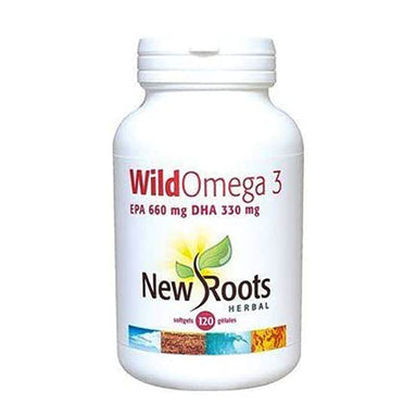 New Roots Wild Omega 3, EPA 660mg DHA 330mg, 120 Softgels.