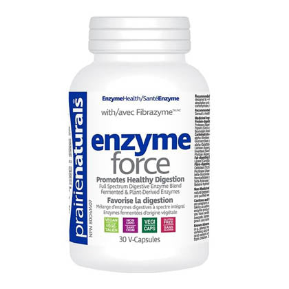 Prairie Naturals Enzyme Force, 30 vege caps. Promotes healthy Digestion.