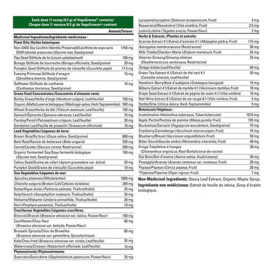 Progressive VegeGreens, Original Flavour, 255g. Ingredients list.