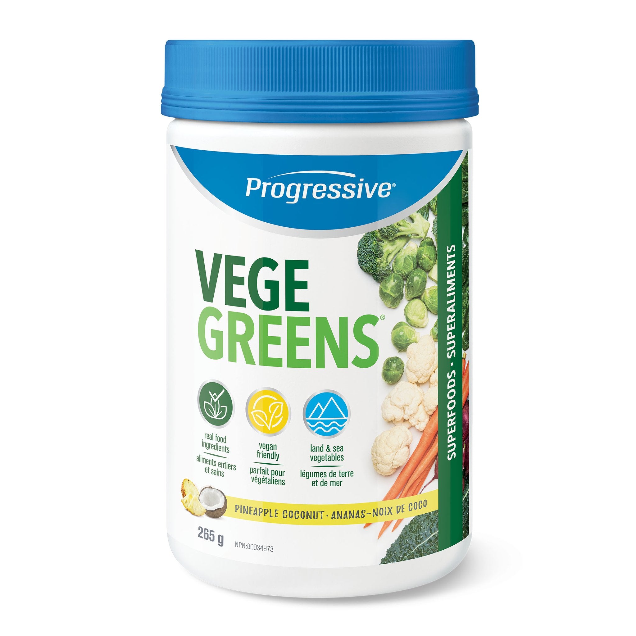 Progressive VegeGreens, Pineapple Coconut Flavour, 265g 