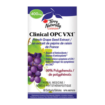 Terry Naturally Clinical OPC VX1 (Grape seed extract) - 400mg, 60 Softgels.