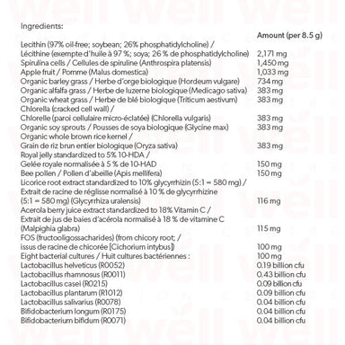 Genuine Health - Greens+ Original - 510g. Ingredients List.